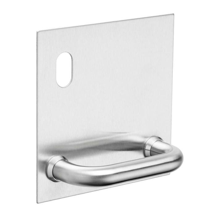 1501C-Dp External Flat Plate With Cylinder Hole And Pull Handle – Left Hand – Satin Stainless Steel  |  Flat Plate Door Handles Door Handles & Levers Flat Plate Door Handles